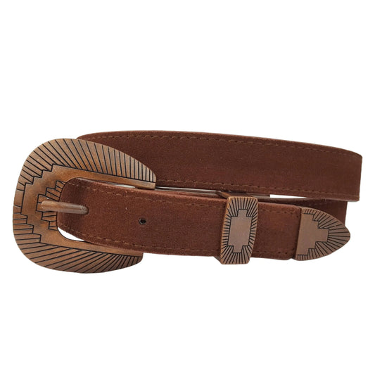 Genuine Suede Belt with Copper Buckle set - Imperfectly Perfect Boutique