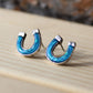 Horseshoe Stud Earrings - Blue Imperfectly Perfect Boutique