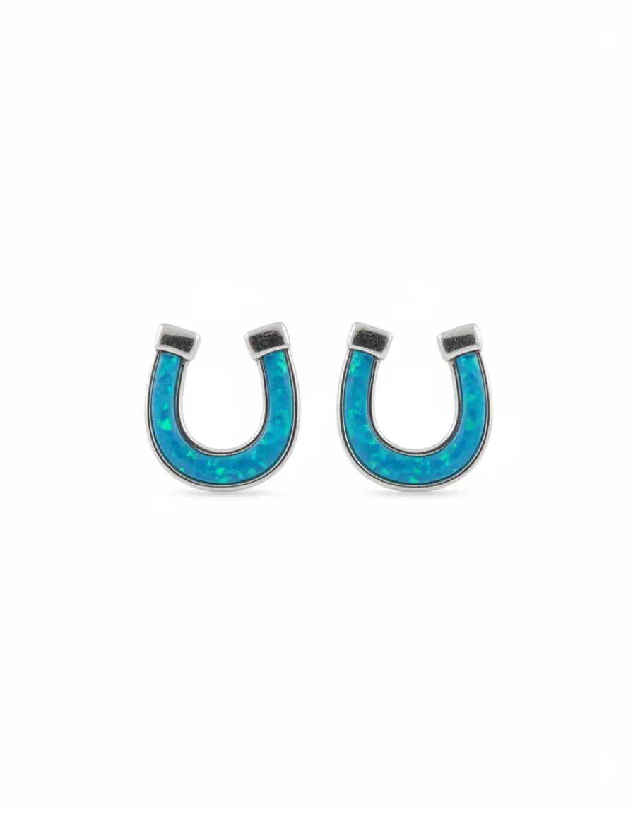 Horseshoe Stud Earrings - Blue Imperfectly Perfect Boutique