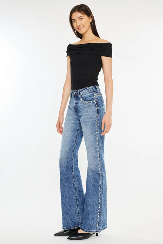 “Lainey” Studded Flared Jeans - Size 7 & 11 Kan Can USA