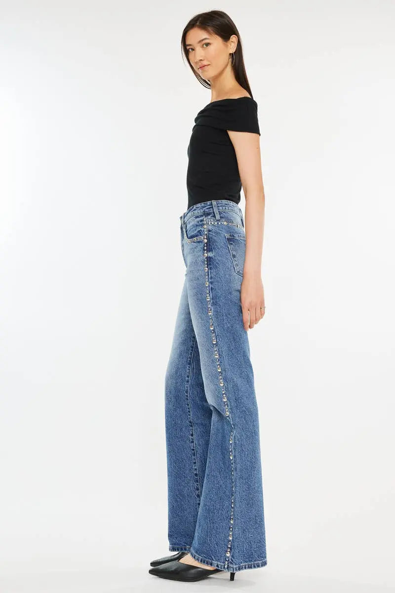 “Lainey” Studded Flared Jeans - Size 7 & 11 Kan Can USA