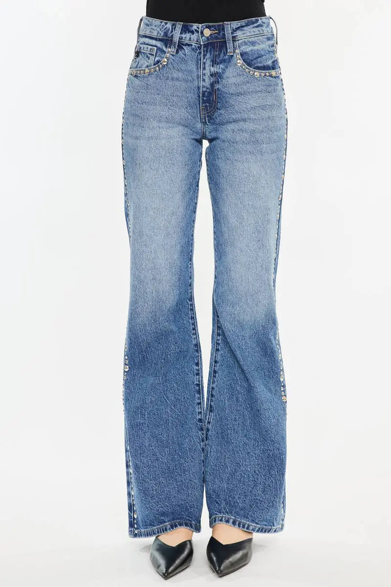 “Lainey” Studded Flared Jeans - Size 7 & 11 Kan Can USA