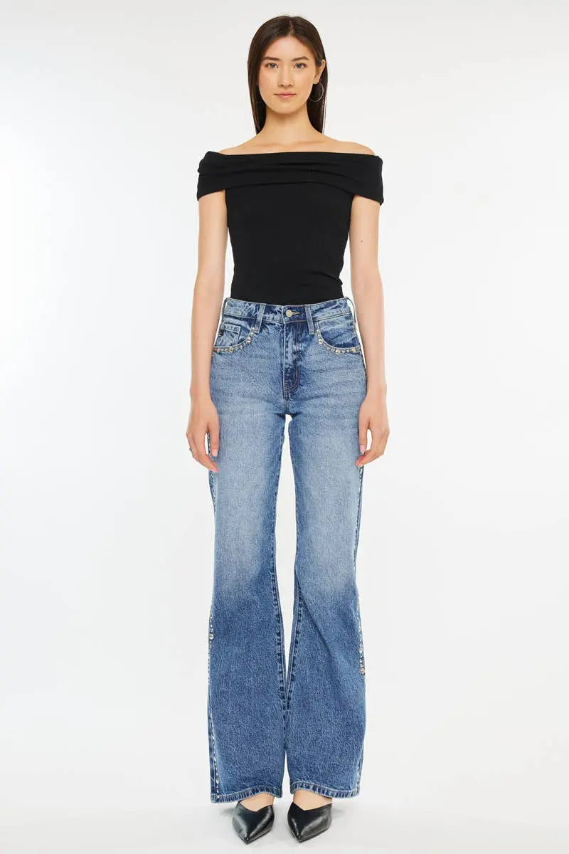 “Lainey” Studded Flared Jeans - Size 7 & 11 Kan Can USA
