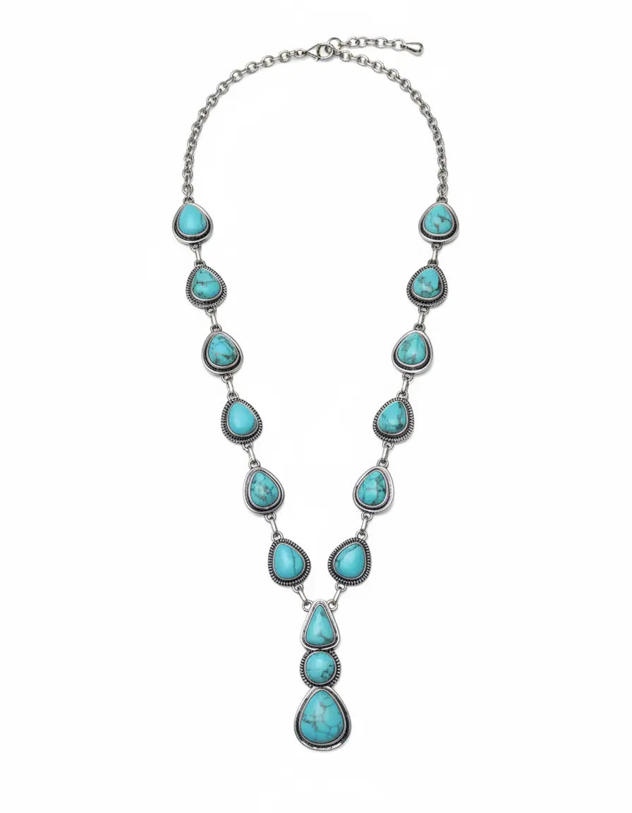 Lariat Faux Turquoise Necklace Imperfectly Perfect Boutique