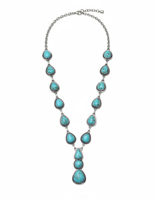 Lariat Faux Turquoise Necklace Imperfectly Perfect Boutique