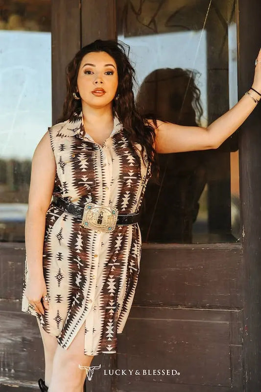 Lomas Pearl Snap Aztec Dress - Imperfectly Perfect Boutique