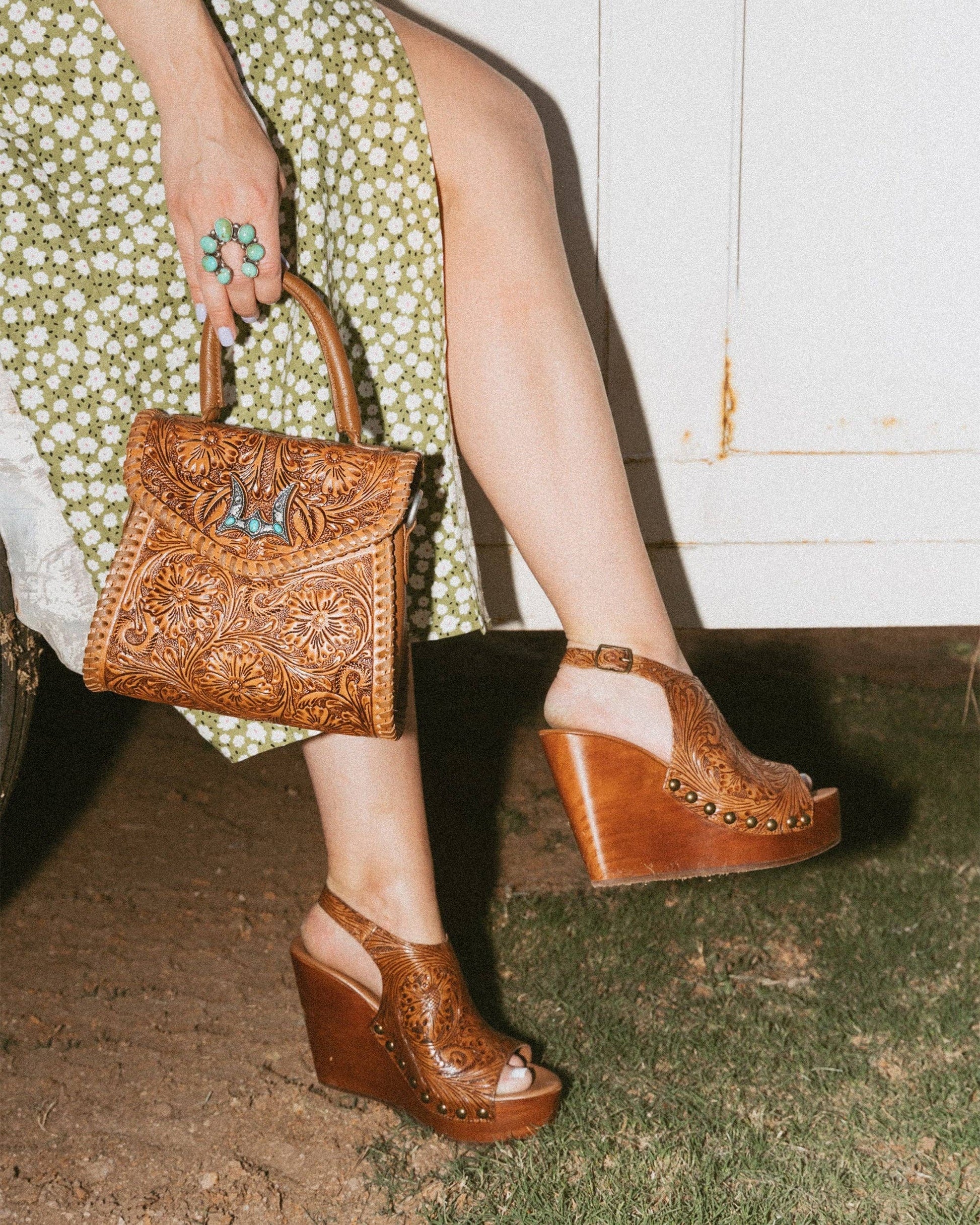 Loyal West Amelia Sandals Handtooled Leather - Imperfectly Perfect Boutique