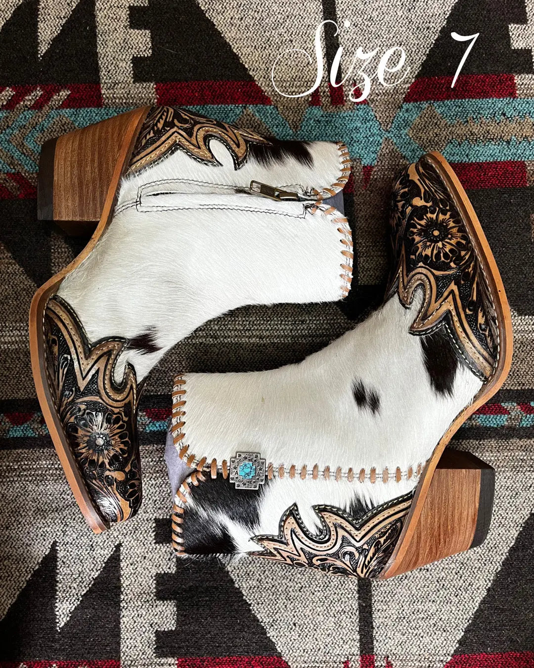 Macey Tooled Cowhide Booties Imperfectly Perfect Boutique
