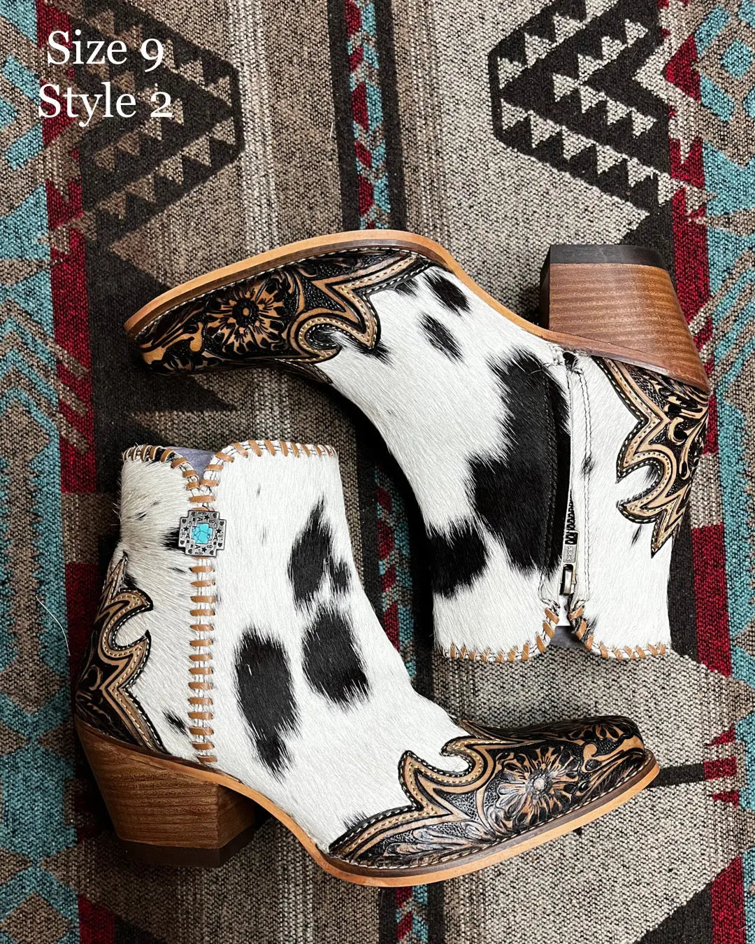 Macey Tooled Cowhide Booties Imperfectly Perfect Boutique