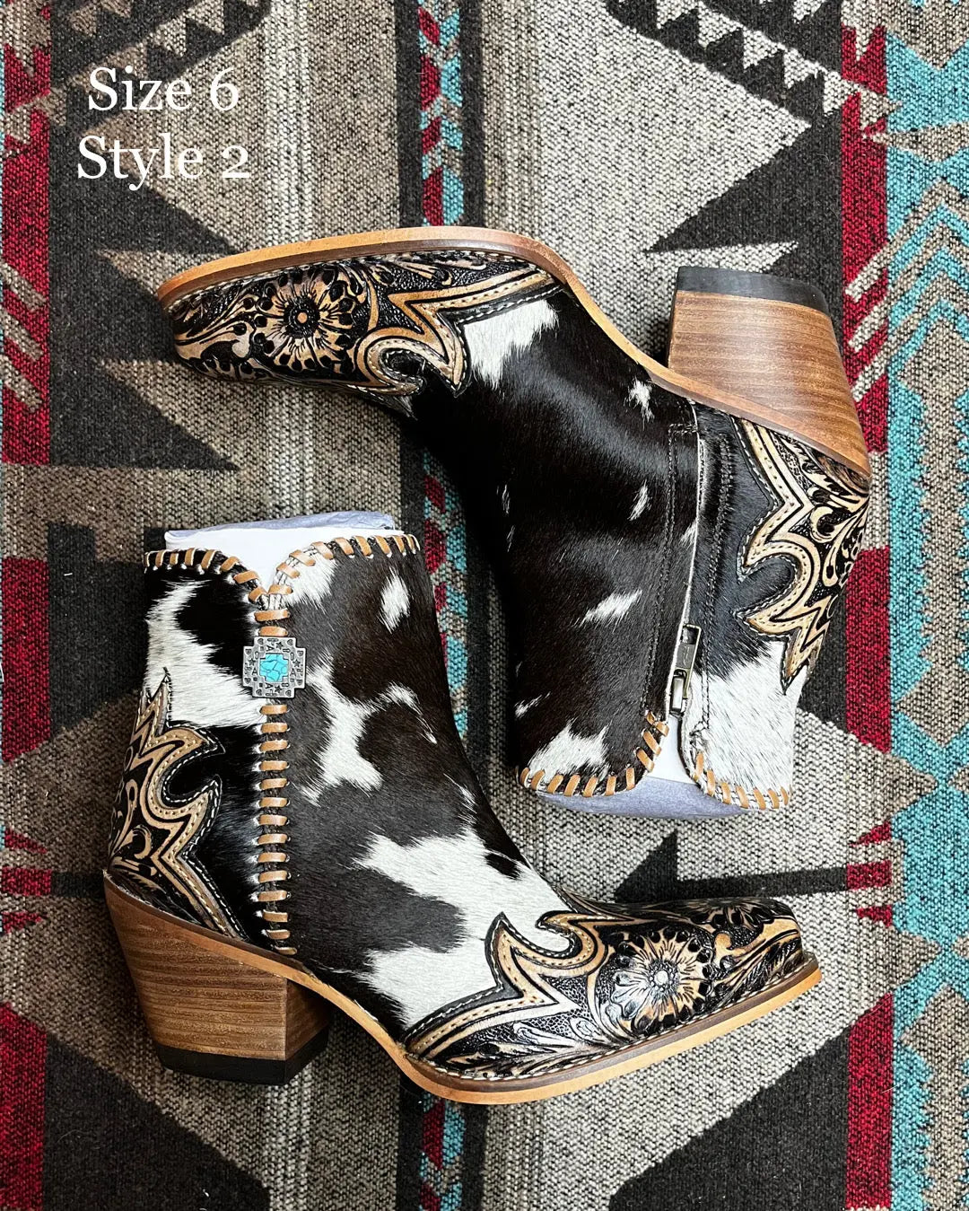 Macey Tooled Cowhide Booties Imperfectly Perfect Boutique