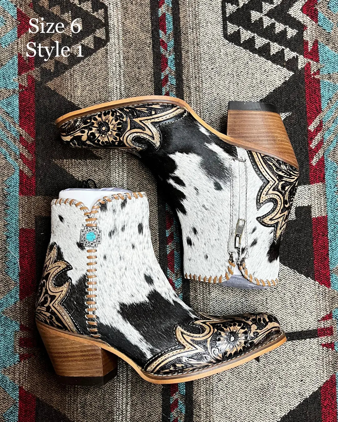 Macey Tooled Cowhide Booties Imperfectly Perfect Boutique