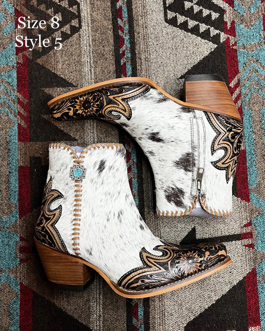 Macey Tooled Cowhide Booties Imperfectly Perfect Boutique