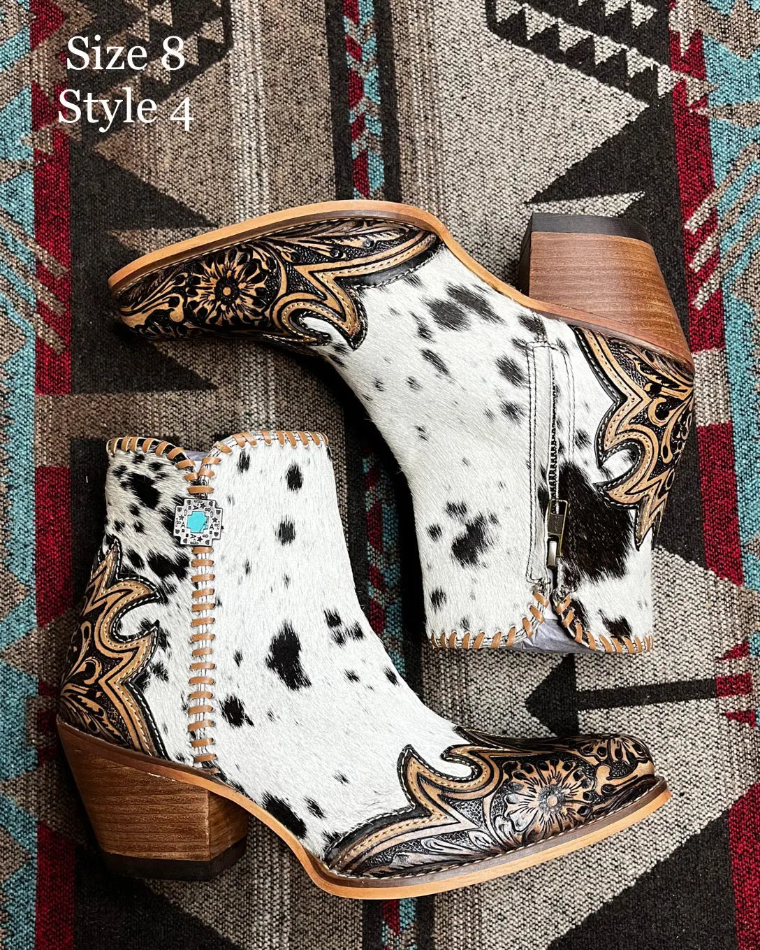 Macey Tooled Cowhide Booties Imperfectly Perfect Boutique