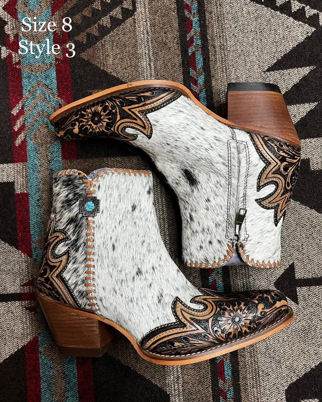 Macey Tooled Cowhide Booties Imperfectly Perfect Boutique