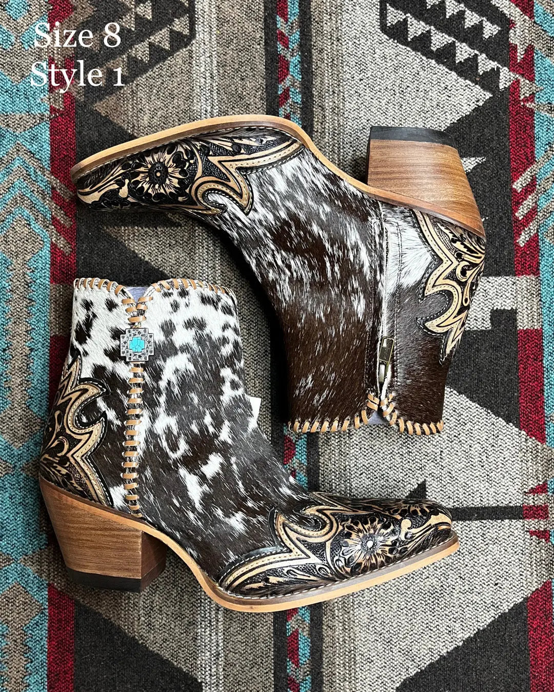 Macey Tooled Cowhide Booties Imperfectly Perfect Boutique