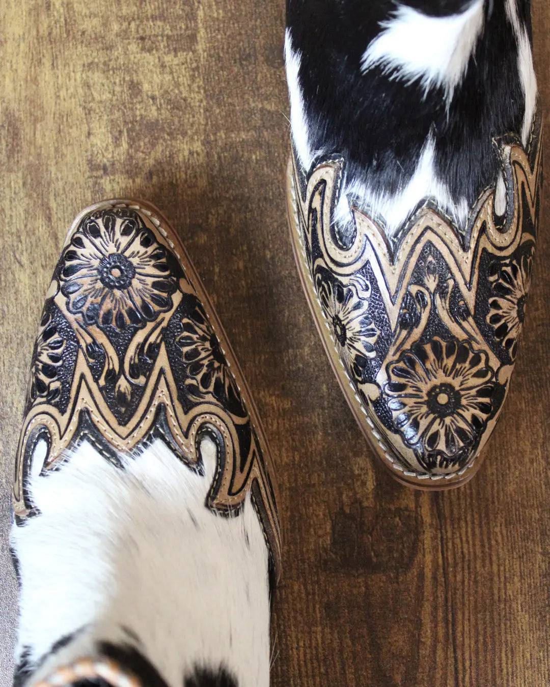 Macey Tooled Cowhide Booties - Imperfectly Perfect Boutique