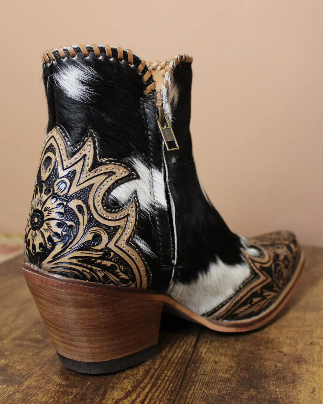 Macey Tooled Cowhide Booties - Imperfectly Perfect Boutique