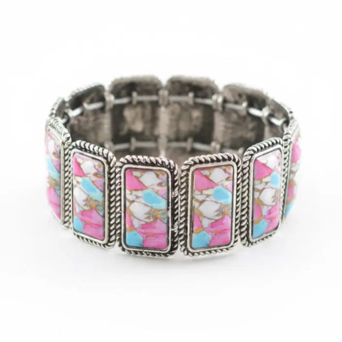 Multicolor Inlay Rectangle Bracelet Imperfectly Perfect Boutique
