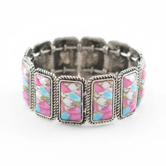Multicolor Inlay Rectangle Bracelet Imperfectly Perfect Boutique