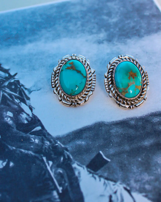 Navajo Kingman Turquoise Earrings - Imperfectly Perfect Boutique