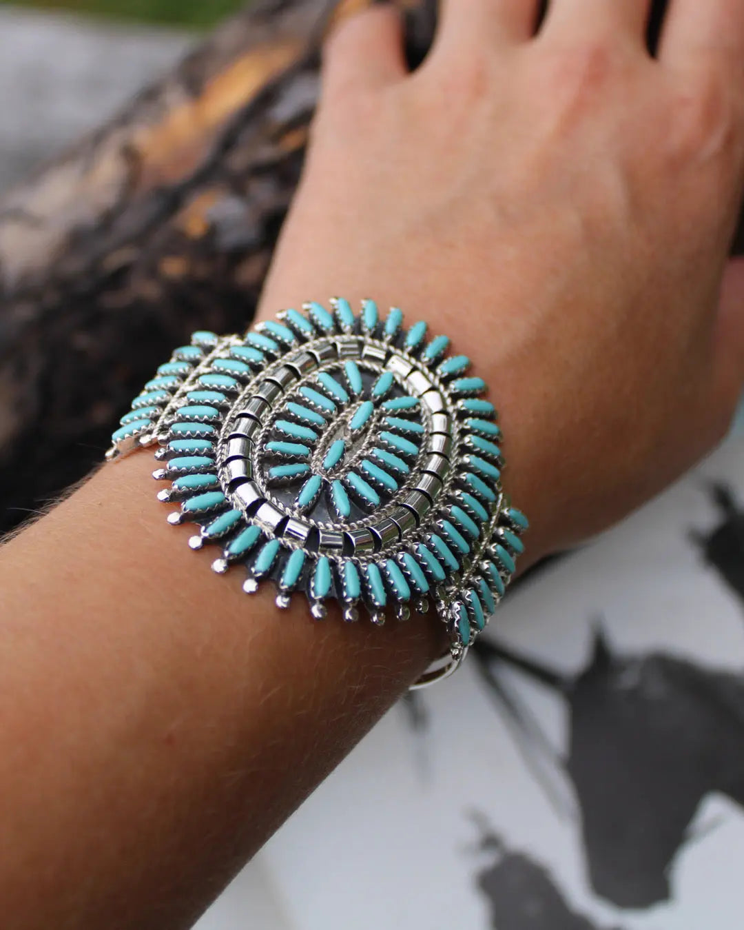 Navajo Needlepoint Turquoise Bracelet Imperfectly Perfect Boutique