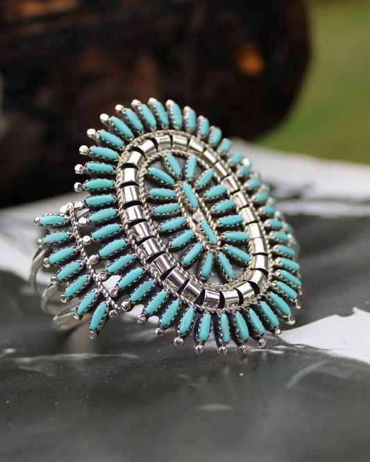 Navajo Needlepoint Turquoise Bracelet Imperfectly Perfect Boutique