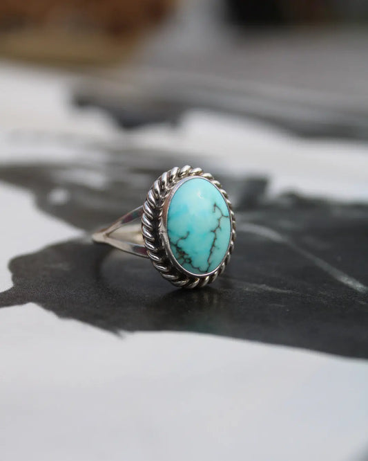Oval Kingman Turquoise Ring Imperfectly Perfect Boutique