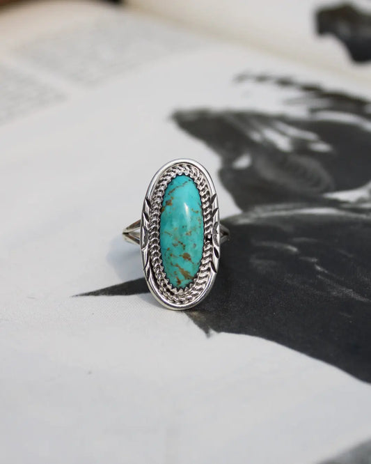 Oval Kingman Turquoise Ring - Size 8.5 Imperfectly Perfect Boutique