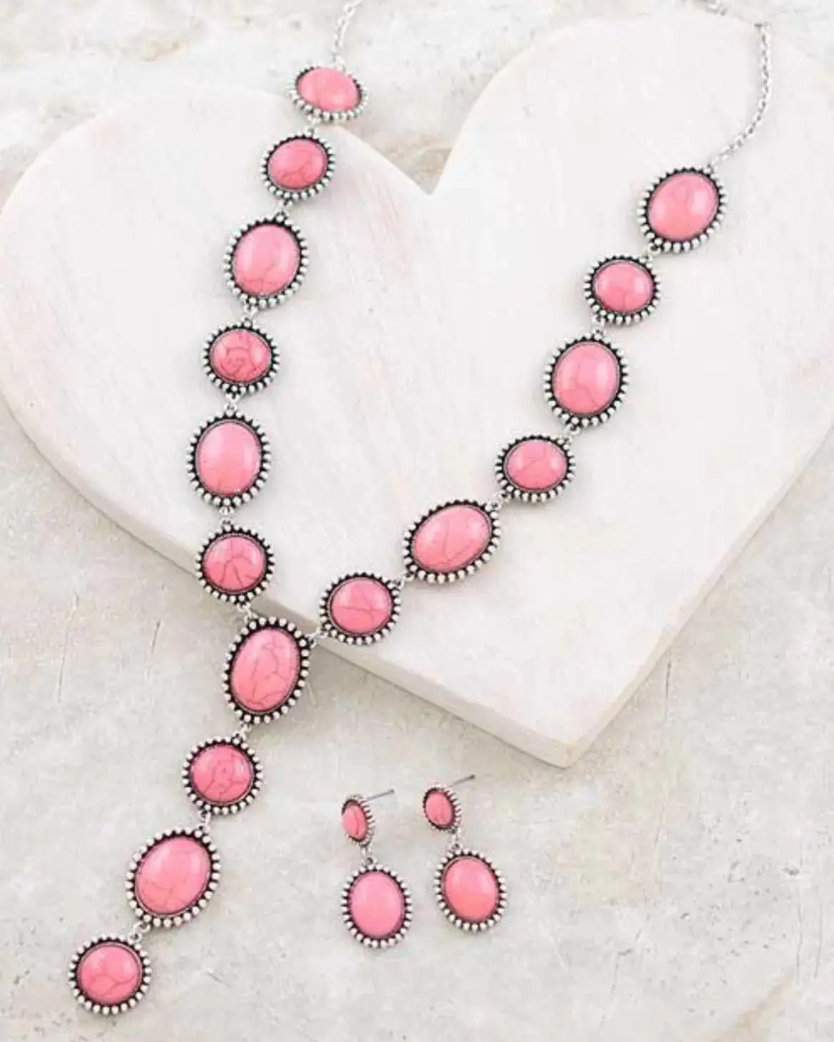 Pink Lariat Necklace Set - Imperfectly Perfect Boutique