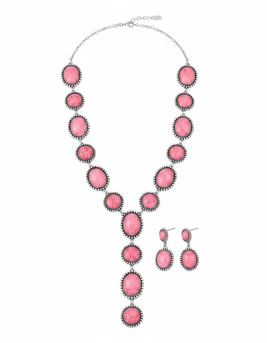 Pink Lariat Necklace Set - Imperfectly Perfect Boutique