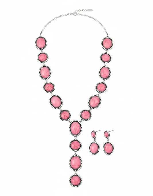 Pink Lariat Necklace Set - Imperfectly Perfect Boutique