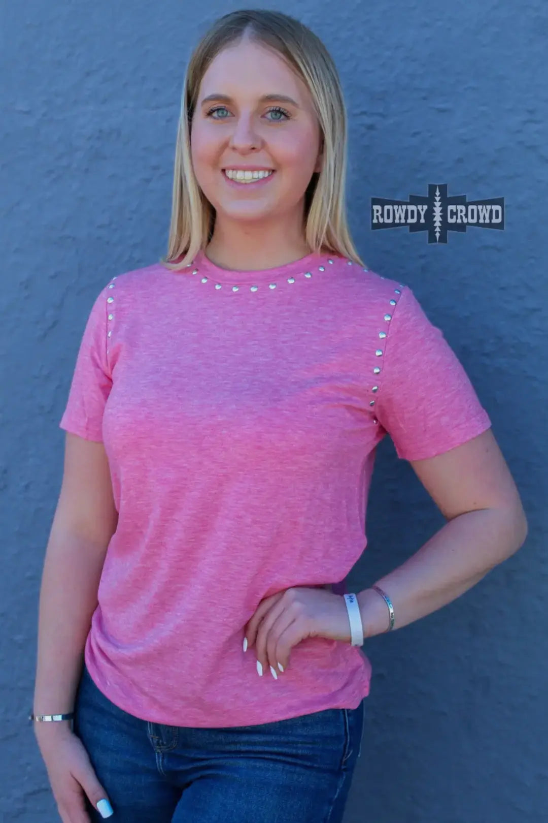 Pink Studded T-Shirt - Imperfectly Perfect Boutique