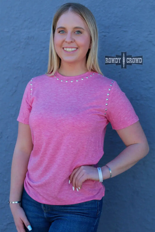 Pink Studded T-Shirt - Imperfectly Perfect Boutique