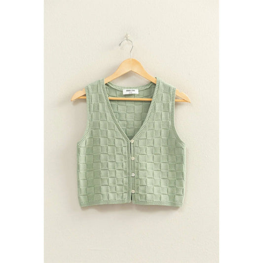 Basket Weave V-Neck Sleeveless Vest - Imperfectly Perfect Boutique
