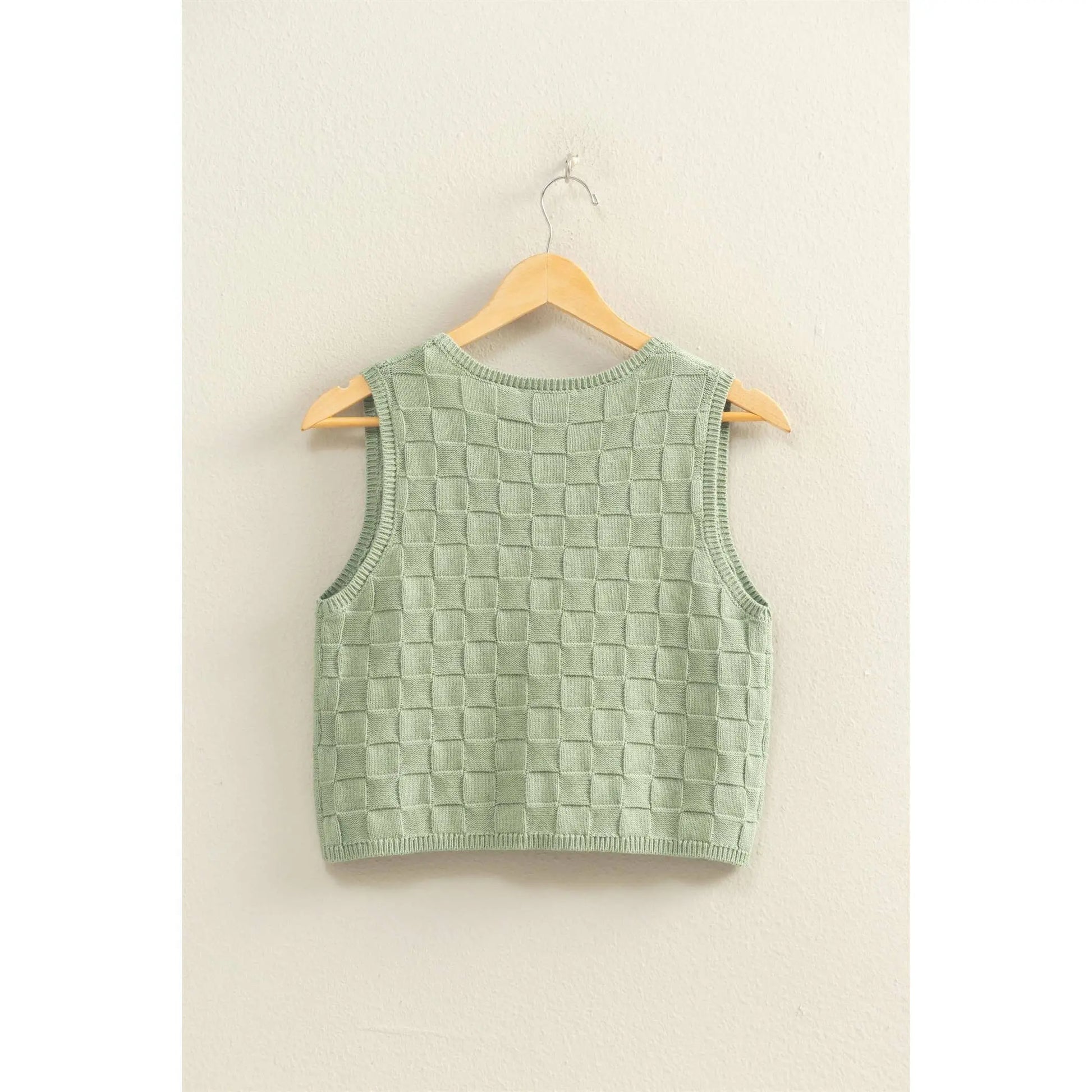 Basket Weave V-Neck Sleeveless Vest - Imperfectly Perfect Boutique