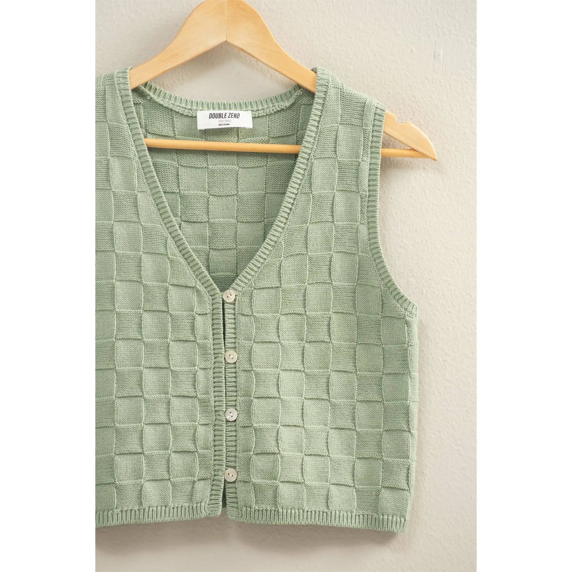 Basket Weave V-Neck Sleeveless Vest - Imperfectly Perfect Boutique