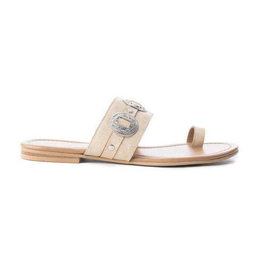 Sagebrush Concho Sandals In White - Imperfectly Perfect Boutique