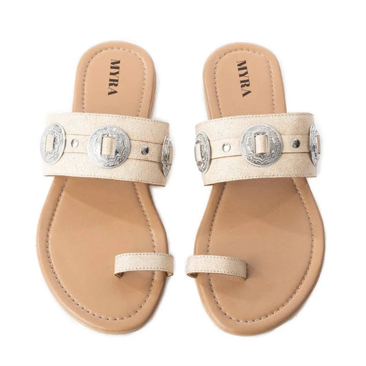 Sagebrush Concho Sandals In White - Imperfectly Perfect Boutique