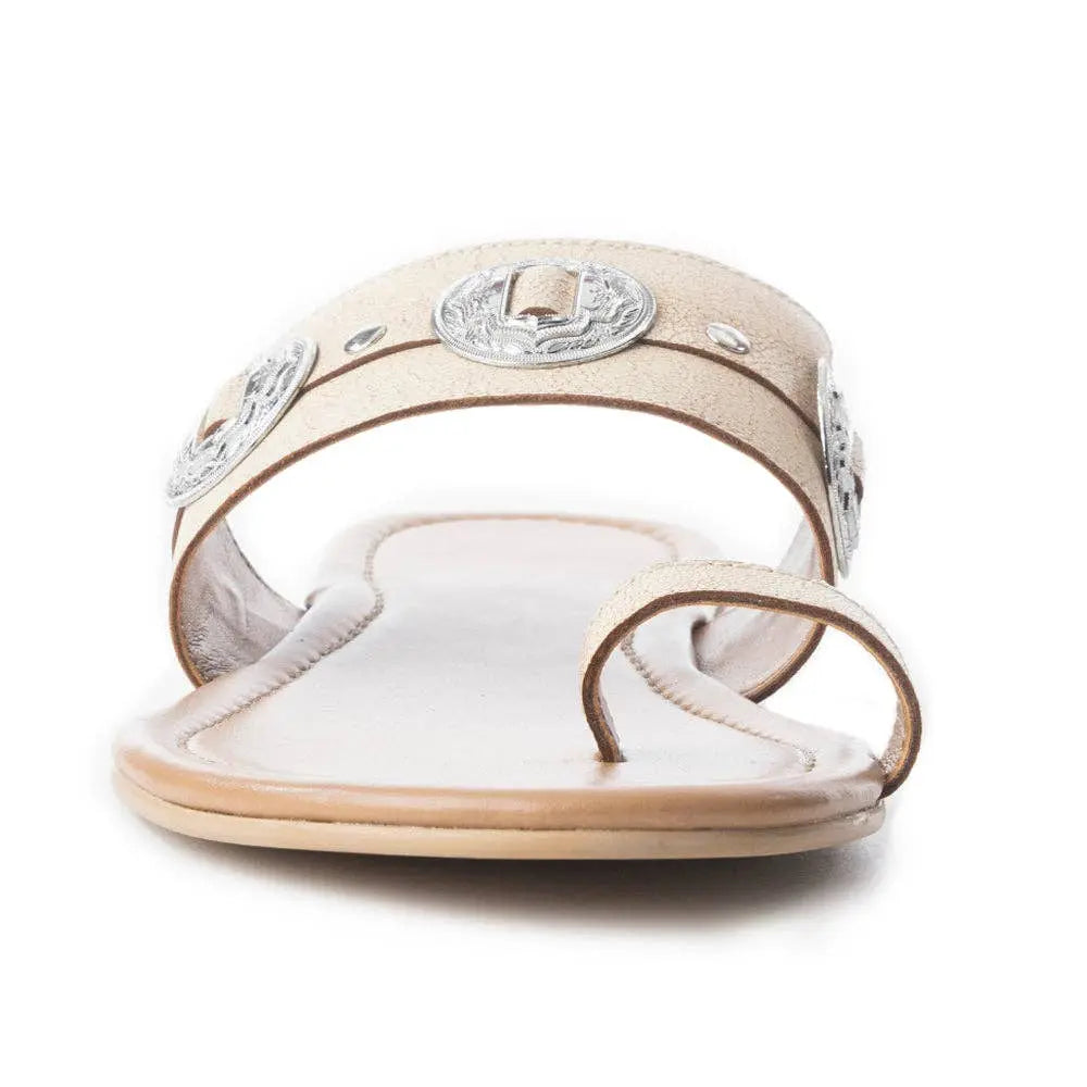Sagebrush Concho Sandals In White - Imperfectly Perfect Boutique