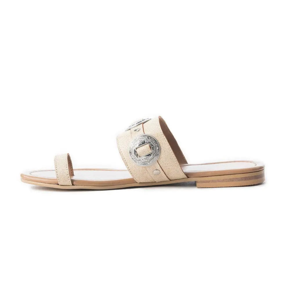 Sagebrush Concho Sandals In White - Imperfectly Perfect Boutique
