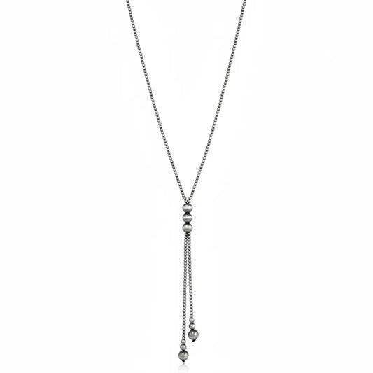 Silver Beaded Lariat Necklace Imperfectly Perfect Boutique