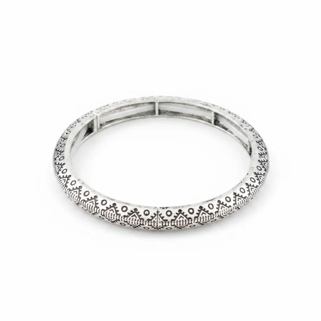 Silver Etched Bangle Imperfectly Perfect Boutique
