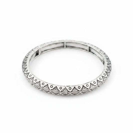 Silver Etched Bangle Imperfectly Perfect Boutique