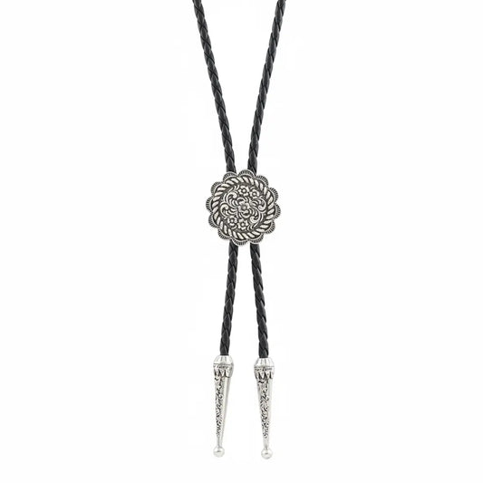 Silver Floral Bolo Tie Imperfectly Perfect Boutique
