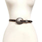 Vintage Skinny Leather Belt w.  antique silver floral buckle - Imperfectly Perfect Boutique