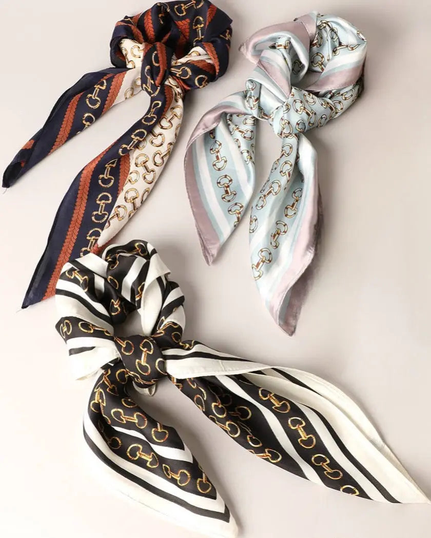 Snaffle Satin Scarf - Black Imperfectly Perfect Boutique