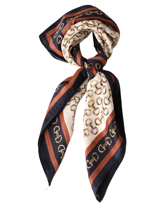 Snaffle Satin Scarf - Navy Imperfectly Perfect Boutique