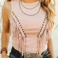 Soft Pink Suede Front Arch Fringe Top LUCKY & BLESSED