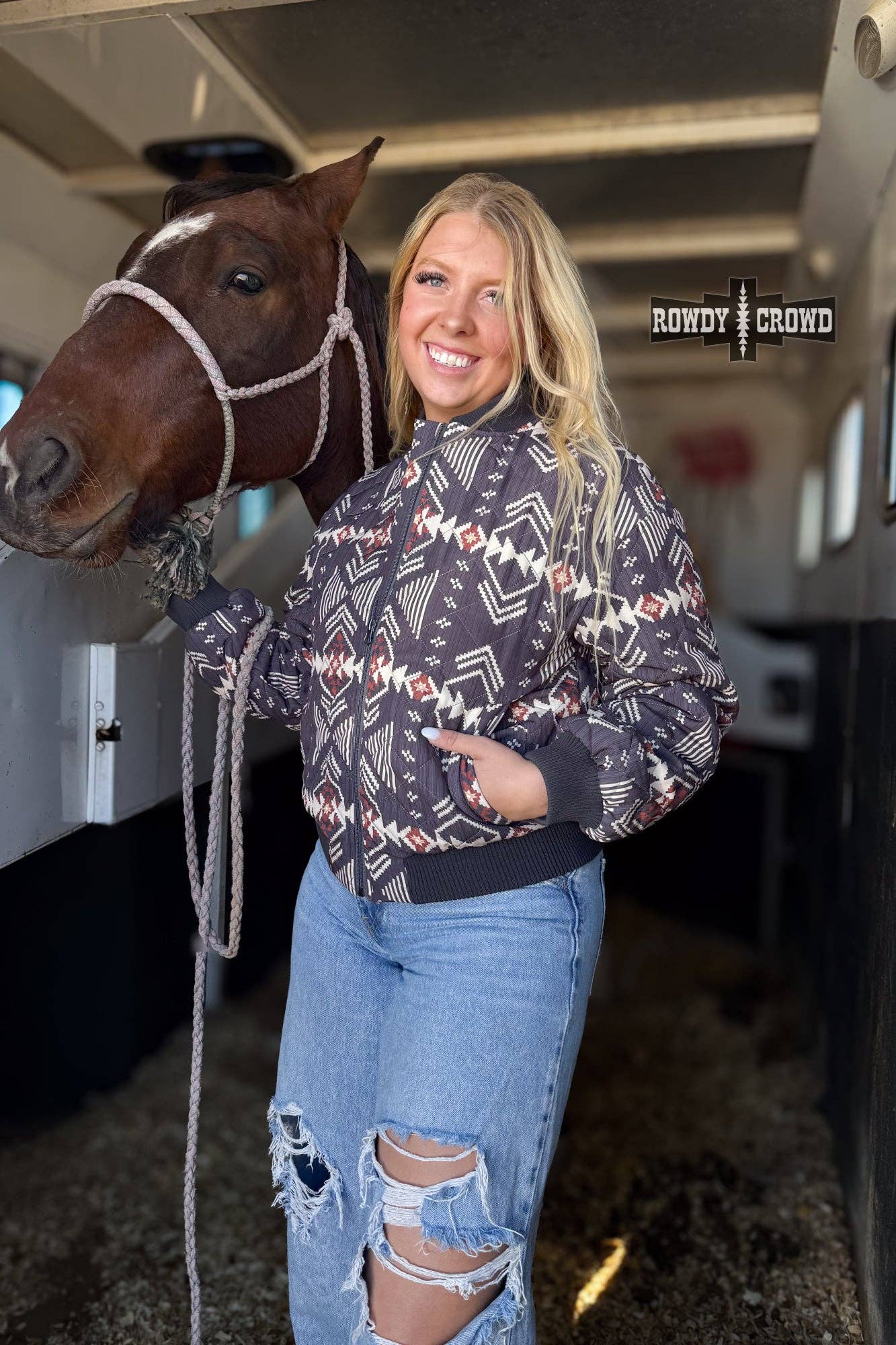 Southwestern Aztec Western Bomber Jacket - Imperfectly Perfect Boutique