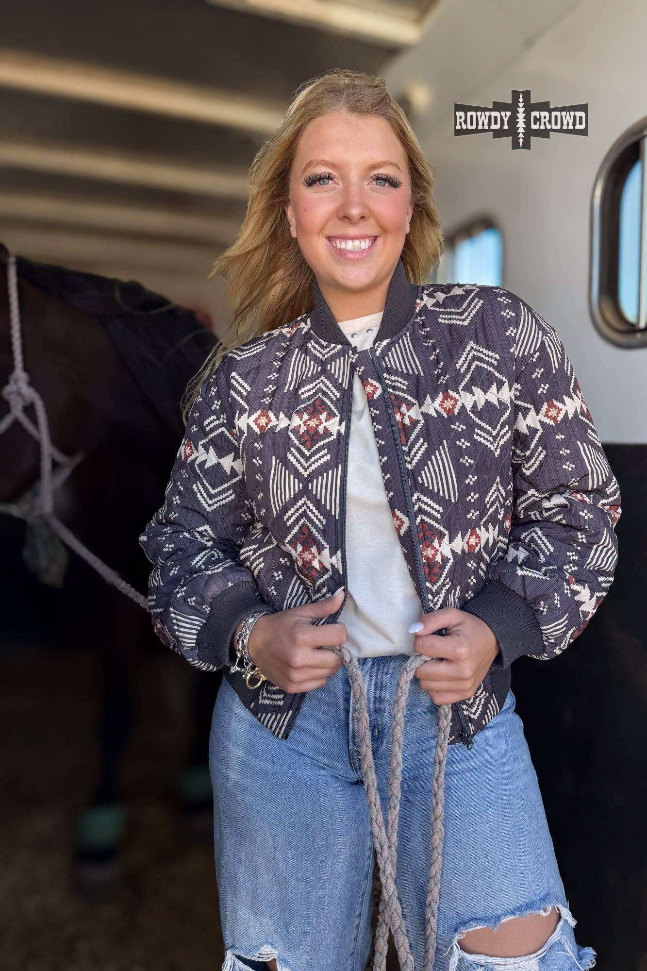 Southwestern Aztec Western Bomber Jacket - Imperfectly Perfect Boutique